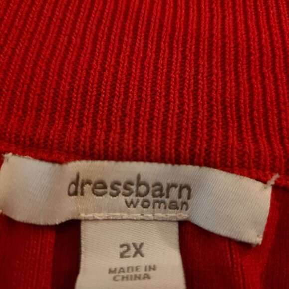 Dress Barn Cropped Short Sleeve Red Sweater Cardigan 2X - Picture 2 of 2